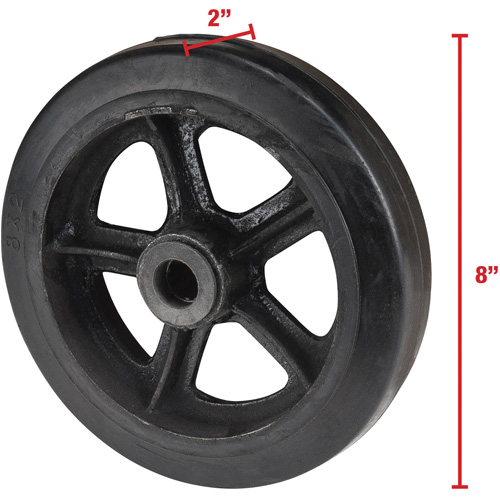 Roue en caoutchouc moul&eacute;, 8" (203 mm) dia. x 2" (51 mm) la, Capacit&eacute; de 400 lb (181 kg) Groupe Generik