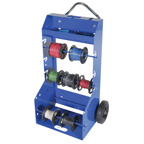 Portable Wire Reel Caddy, Steel, 4 Rod, 29" W x 47-5/16" H x 21-7/8" D, 300 lbs. Capacity Groupe Generik