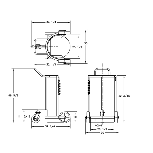 Large Liquid Gas Cylinder Truck LCC, Polyurethane Wheels, 20" W x 20" D Base, 1000 lbs. Groupe Generik