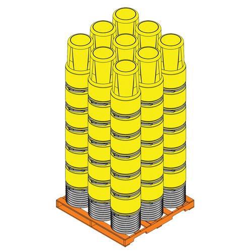 Nestable Polyethylene Drum, 14 US gal (11.7 imp. gal.), Open Top, Yellow Groupe Generik