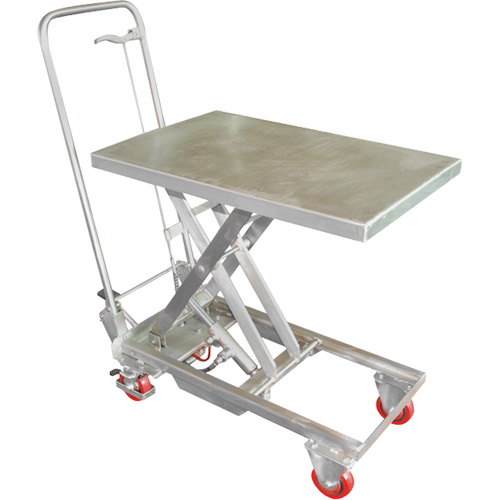 Table &eacute;l&eacute;vatrice hydraulique manuelle &agrave; ciseaux, 27-1/2" lo x 17-3/4" la, Acier inoxydable, Capacit&eacute; 200 lb Groupe Generik