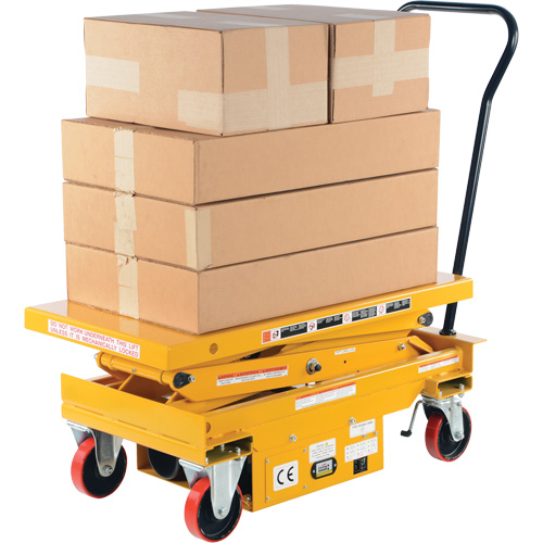 DC Powered Hydraulic Scissor Lift Elevating Cart, Steel, 39-3/4" L x 20-1/2" W, 1000 lbs. Capacity Groupe Generik