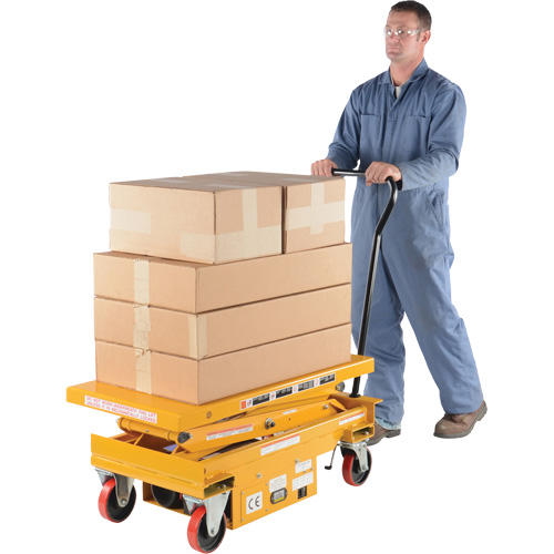 DC Powered Hydraulic Scissor Lift Elevating Cart, Steel, 39-3/4" L x 20-1/2" W, 1000 lbs. Capacity Groupe Generik