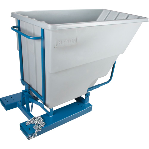 Self-Dumping Hopper, Polyethylene, 1-1/10 cu.yd, Grey Groupe Generik