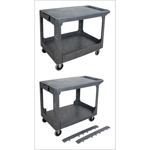 Flat-Shelf Utility Service Cart, 2 Tiers, 25-1/4" x 32-1/4" x 44", 550 lbs. Capacity Groupe Generik