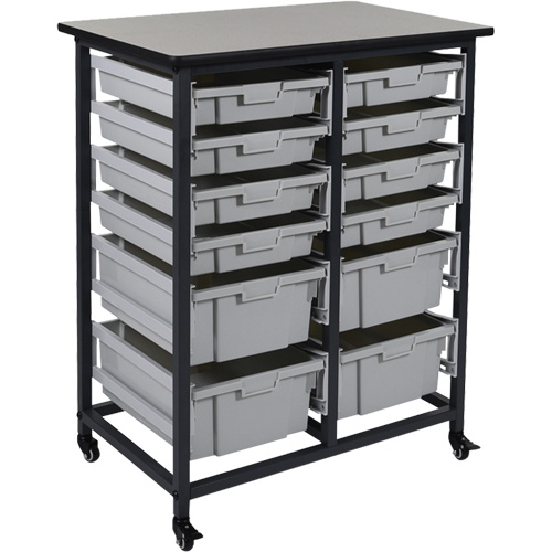 Rangement mobile pour bacs, &agrave; un c&ocirc;t&eacute;, 12 bacs, 30-3/4" la x 20" p x 37-1/2" h Groupe Generik