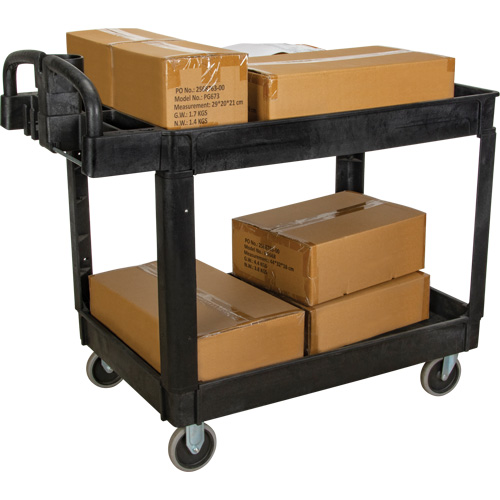 Utility Cart, 2 Tiers, 25-5/8" x 33-1/2" x 43-3/4", 550 lbs. Capacity Groupe Generik