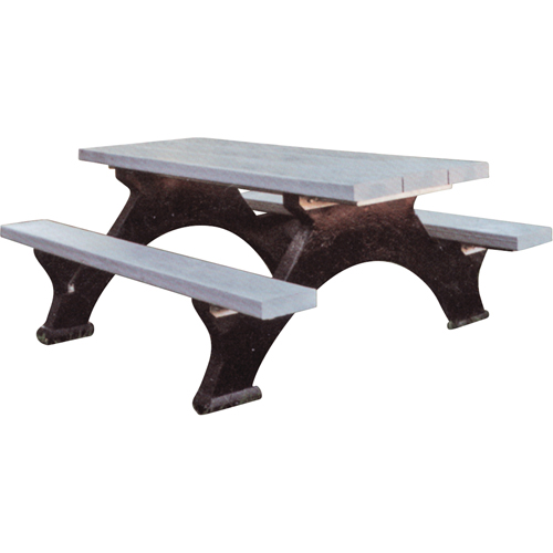 Tables de pique-nique en plastique recycl&eacute;, 8' lo x 62-1/4" la, Gris Groupe Generik