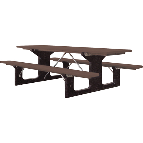 Tables de pique-nique en plastique recycl&eacute;, 6' lo x 61-1/2" la, Brun Groupe Generik