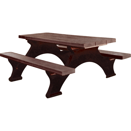 Tables de pique-nique en plastique recycl&eacute;, 8' lo x 61-1/2" la, Brun Groupe Generik