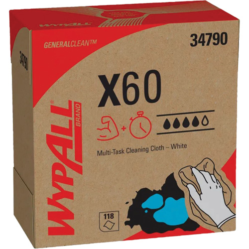 Chiffons X60 WypAll, Tout usage, 16-3/4" lo x 8-3/8" la Groupe Generik