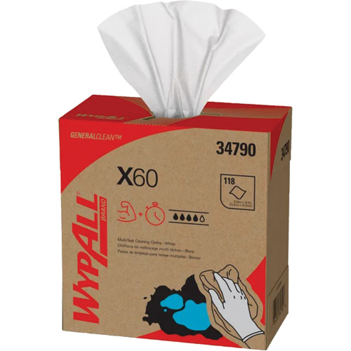 Chiffons X60 WypAll, Tout usage, 16-3/4" lo x 8-3/8" la Groupe Generik