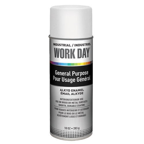 Peinture industrielle Work Day, Blanc, Brillant, 10 oz, Canette a&eacute;rosol Groupe Generik