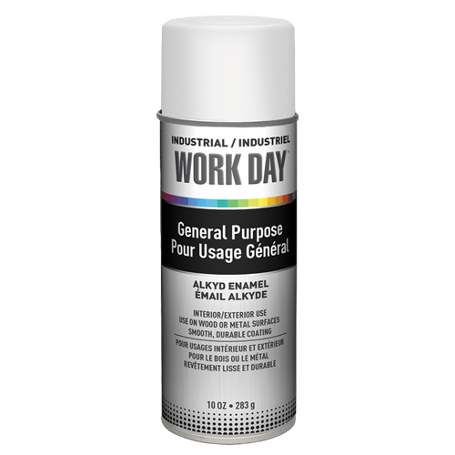 Industrial Work Day Paint, White, Very Flat, 10 oz., Aerosol Can Groupe Generik