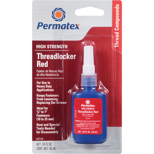 Low Viscosity Threadlocker, Red, High, 10 ml, Bottle Groupe Generik