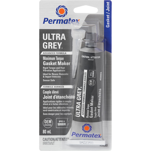 Ultra Grey&reg; Gasket Maker, Tube, 80 ml, -54°C - 260°C/-65°F - 500°F Groupe Generik