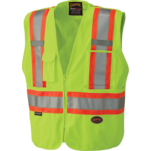 6936 5-Point Tear-Away Safety Vest, High Visibility Lime-Yellow, 2X-Large, Polyester Groupe Generik