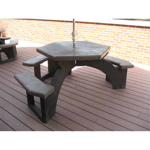 Tables de pique-nique hexagonales en plastique recycl&eacute;, 78" lo x 78" la, Brun Groupe Generik