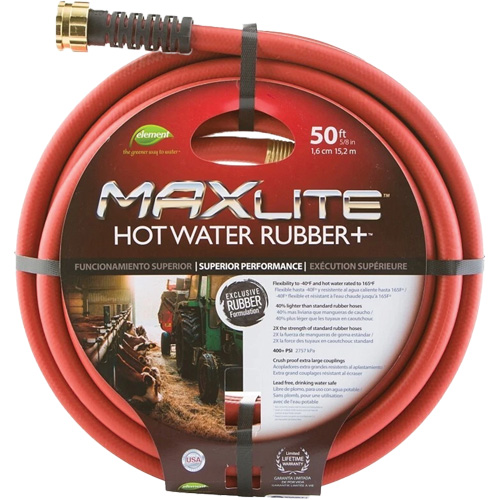 Hot Water Hose, Rubber, 5/8" dia. x 50' L Groupe Generik