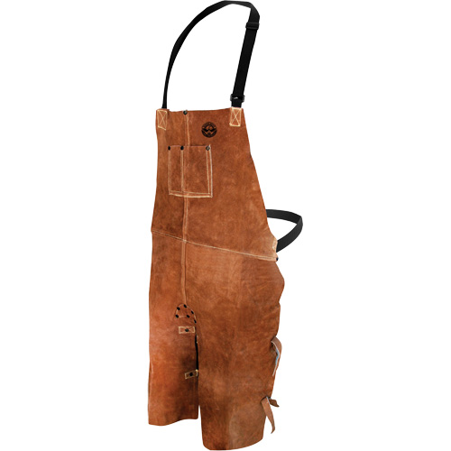 Leather Welding Apron, Split-Leg Bib, 36" L, Brown Groupe Generik