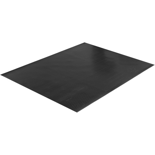 Tapis &agrave; nervures larges, Couloir, 4' x 75' x 1/8", Noir Groupe Generik