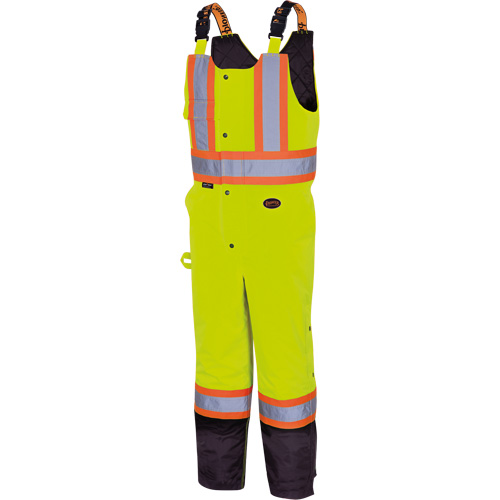 5041BB Pantalon &agrave; bretelles matelass&eacute; imperm&eacute;able, Polyester, Grand, Jaune lime haute visibilit&eacute; Groupe Generik