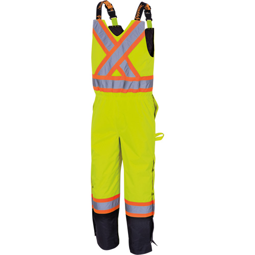 5041BB Pantalon &agrave; bretelles matelass&eacute; imperm&eacute;able, Polyester, Grand, Jaune lime haute visibilit&eacute; Groupe Generik