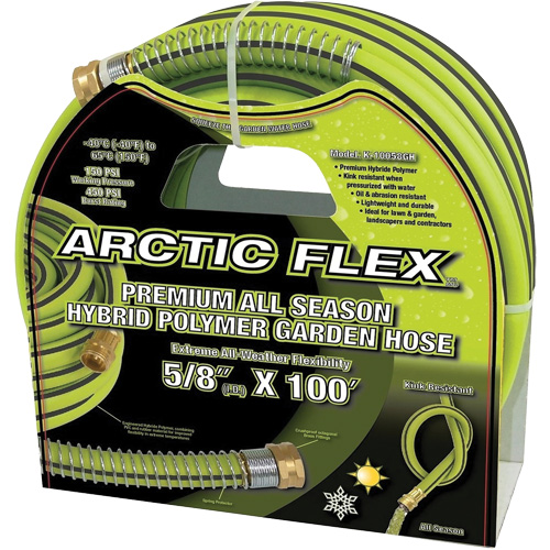 Premium Hybrid Polymer Garden Hose, PVC/Rubber, 5/8" dia. x 100' Groupe Generik