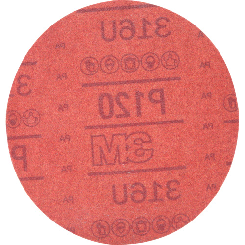 Disque abrasif rouge 01224 Hookit, 316U, dia 6", Grain P120, Oxyde d'aluminium, A Groupe Generik