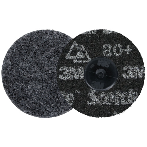 Meule robuste pour le conditionnement de pr&eacute;cision des surfaces Scotch-Brite Roloc, HD-DR, 3" dia., Grain 80+, C&eacute;ramique Groupe Generik