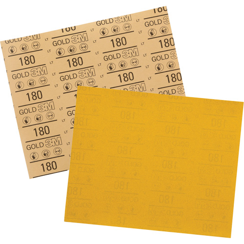 Feuille abrasive dor&eacute;e 12545, 9" x 11", Grain 180, Oxyde d'aluminium Groupe Generik