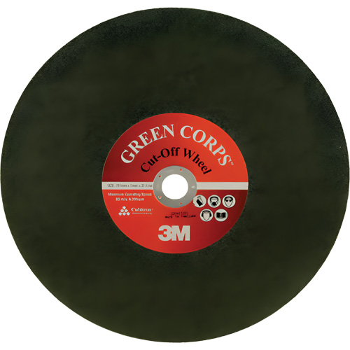 Green Corps Cut Off Wheel, 13-9/10" x 0.118", 1" Arbor, Ceramic, 20000 RPM Groupe Generik