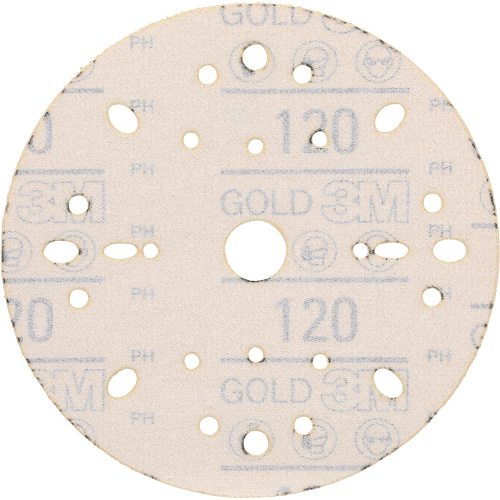 Disque abrasif dor&eacute; Hookit, dia 6", Grain 120, Oxyde d'aluminium, Poids C Groupe Generik