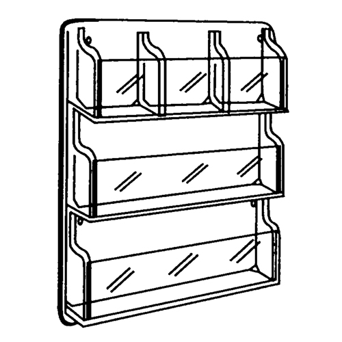 Literature Displays, Wall Mount, 9 Slots, Plastic, 30" W x 2" D x 36-7/8" H Groupe Generik