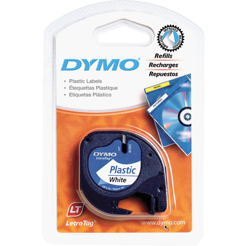 &eacute;tiquettes pour &eacute;tiqueteuse LetraTag Plus LT-100H, 12 mm x 13', Noir sur blanc Groupe Generik