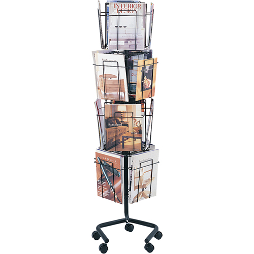 Literature Display Racks - Rotary Floor Displays, Rotating, 16 Slots, Wire Mesh, 15" W x 15" D x 60" H Groupe Generik