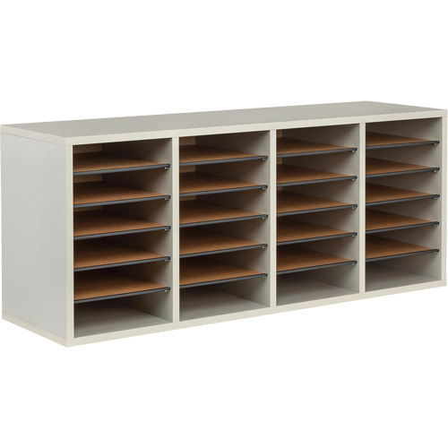 Casier &agrave; compartiments r&eacute;glable pour documentation, Stationnaire, 24 fentes, Bois, 39-1/4" la x 11-3/4" p x 16-1/4" h Groupe Generik