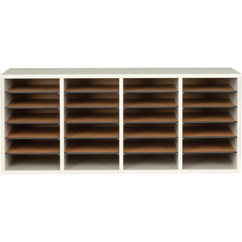 Casier &agrave; compartiments r&eacute;glable pour documentation, Stationnaire, 24 fentes, Bois, 39-1/4" la x 11-3/4" p x 16-1/4" h Groupe Generik