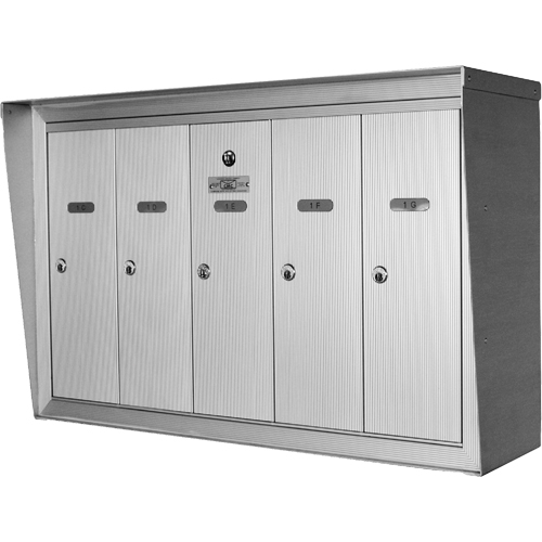 Boîtes aux lettres plateforme unique, Fixation Mural, 16" x 5-1/2", 3 portes, Aluminium Groupe Generik