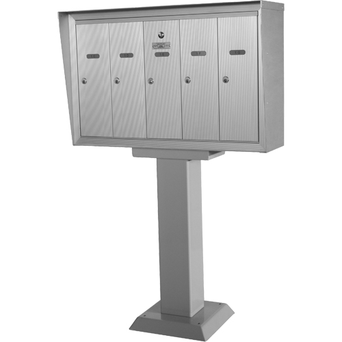 Boîtes aux lettres plateforme unique, Fixation Socle, 16" x 5-1/2", 5 portes, Aluminium Groupe Generik