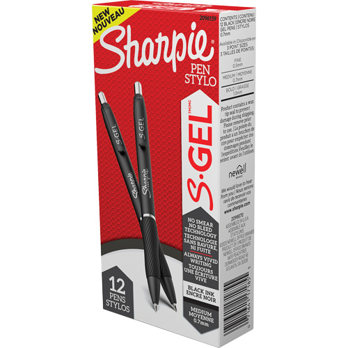 Stylo S-Gel, Noir, 0,7 mm, R&eacute;tractable Groupe Generik