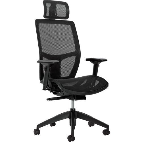 Format+ High-Back Weight-Sensing Synchro-Tilter with Headrest, Mesh, Black, 300 lbs. Capacity Groupe Generik