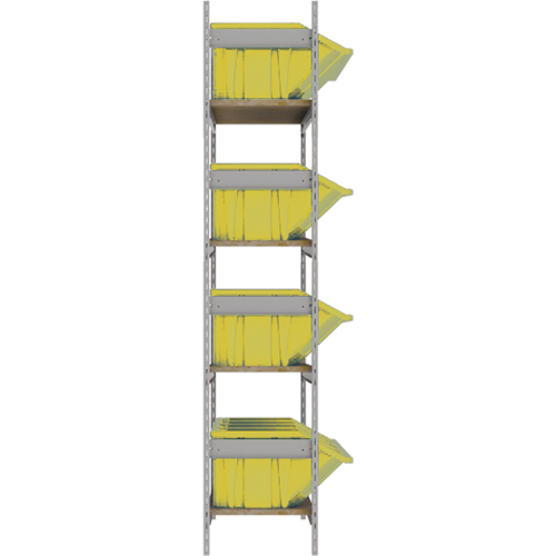 Wide Span Shelving with Jumbo Plastic Bins, Steel, Boltless, Starter, 66" W x 72" H x 18" D Groupe Generik