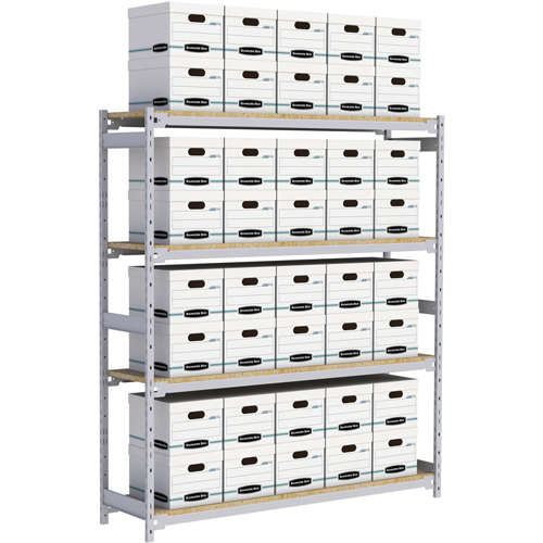 Wide Span Record Storage Shelving, Steel, 4 Shelves, 72" W x 18" D x 84" H Groupe Generik