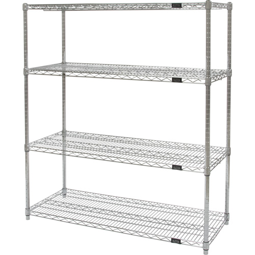 Heavy-Duty Chromate Wire Shelving, 4 Tiers, 48" W x 54" H x 24" D Groupe Generik