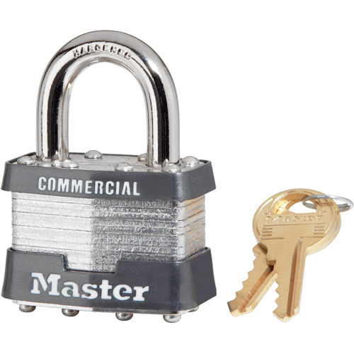 Commercial Padlock, Silver, Keyed Different, Laminated Steel, 1-9/16" Width Groupe Generik