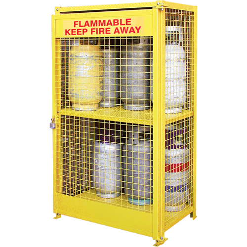 Gas Cylinder Cabinets, 12 Cylinder Capacity, 44" W x 30" D x 74" H, Yellow Groupe Generik