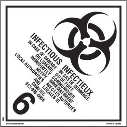 &eacute;tiquettes d'exp&eacute;dition TMD, Classe 6,2, Substances infectieuses, Papier Groupe Generik