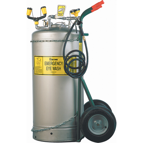 Douche oculaire autonome avec chariot, Pressuris&eacute;, Capacit&eacute; 7 gal., Conformit&eacute; ANSI Z358.1 Groupe Generik
