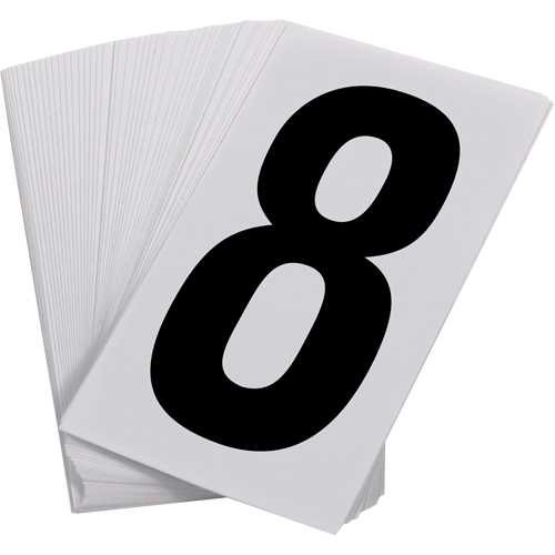 Num&eacute;ros autocollants, 8, 3-1/2" h, Noir sur blanc Groupe Generik